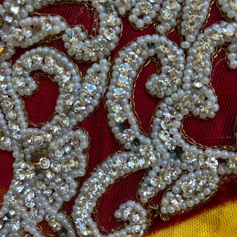 Unbranded Red & Yellow Beaded & Sequined Gown Dress Costume, Sz XL/14 - Picture 7 of 16